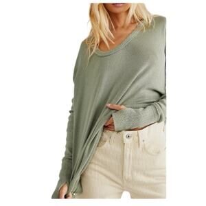 Free‎ People Colby Long Sleeve Top XS Green